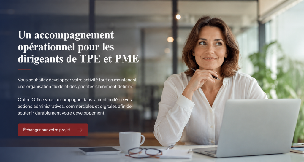 Dirigeante de TPE ou PME préparant le développement de son activité dans un bureau moderne