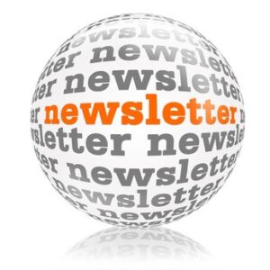 Balle avec l'inscription newsletter illustant les services digitaux d'un OBM