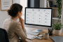 Professionnelle consultant un tableau de suivi regroupant contacts, échanges et opportunités afin d'assurer la continuité des actions de développement au sein d'une entreprise ou d'une association.