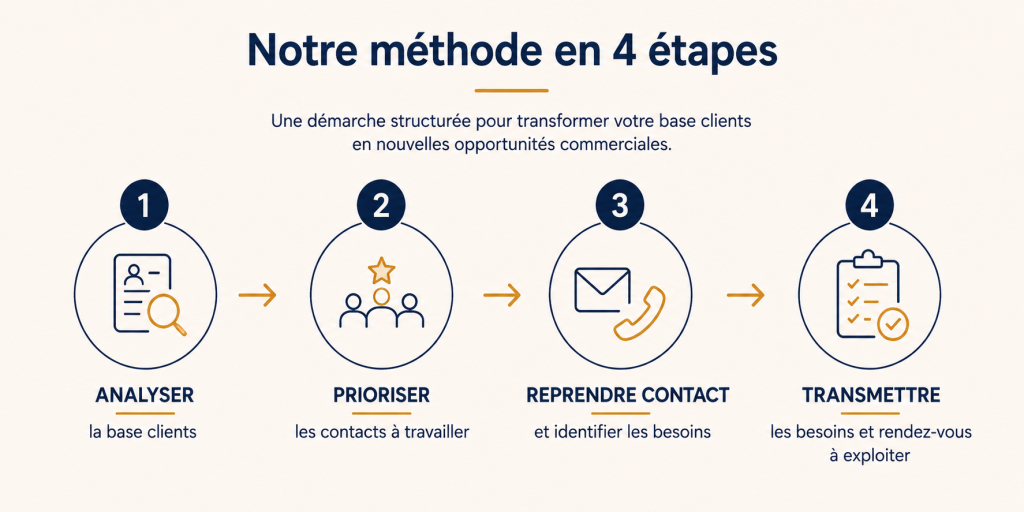 Méthode Optim Office en 4 étapes pour développer les ventes à partir d’une base clients