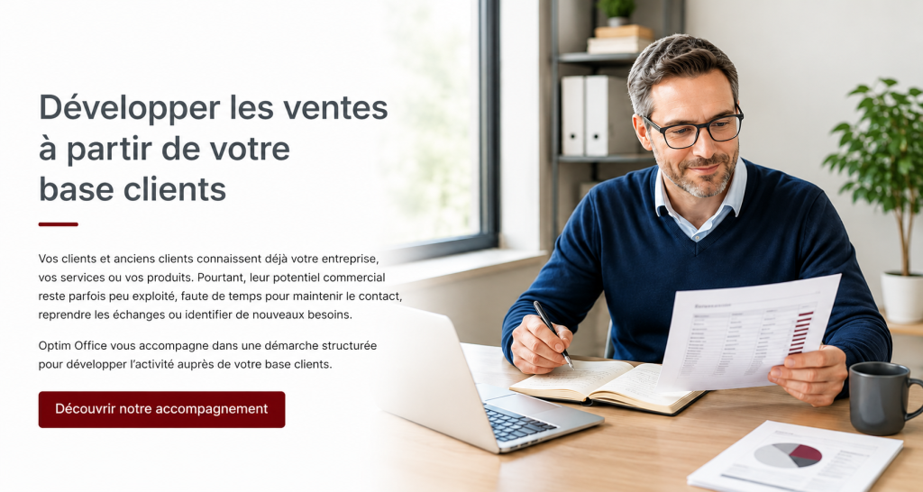 Dirigeant analysant son portefeuille clients pour identifier de nouvelles opportunités commerciales.