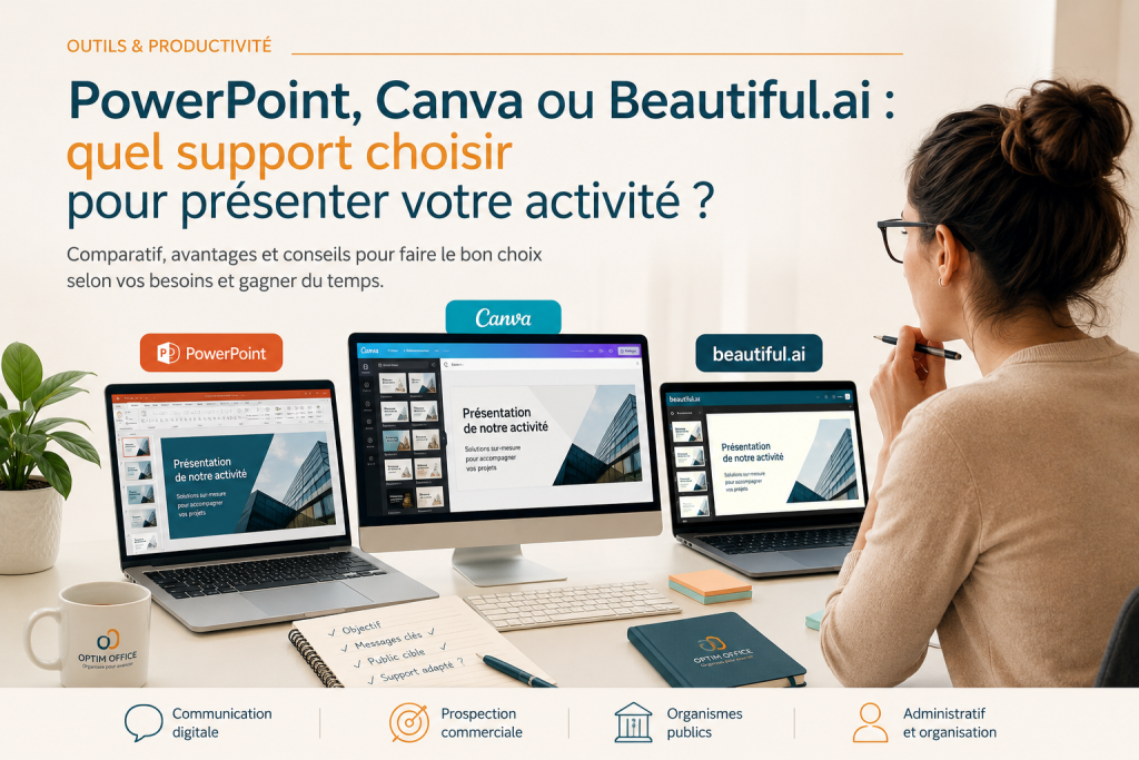 Comparatif entre PowerPoint, Canva et Beautiful.ai pour créer une présentation professionnelle et valoriser son activité