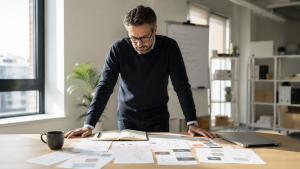 Dirigeant analysant la préparation stratégique d'une campagne de prospection commerciale avant le lancement des premiers contacts