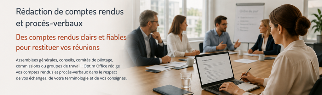 Professionnelle rédigeant le compte rendu d’une réunion à partir des échanges des participants