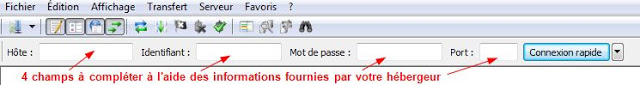 champ de connexion à filezilla
